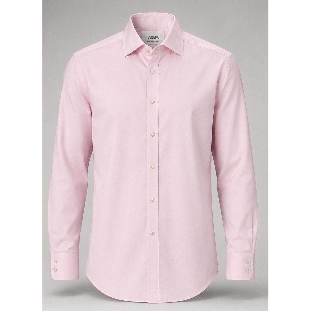 Charles Tyrwhitt Dress Shirt Mens 15.5 33 Slim Fit Cotton Pink Non Iron Twill